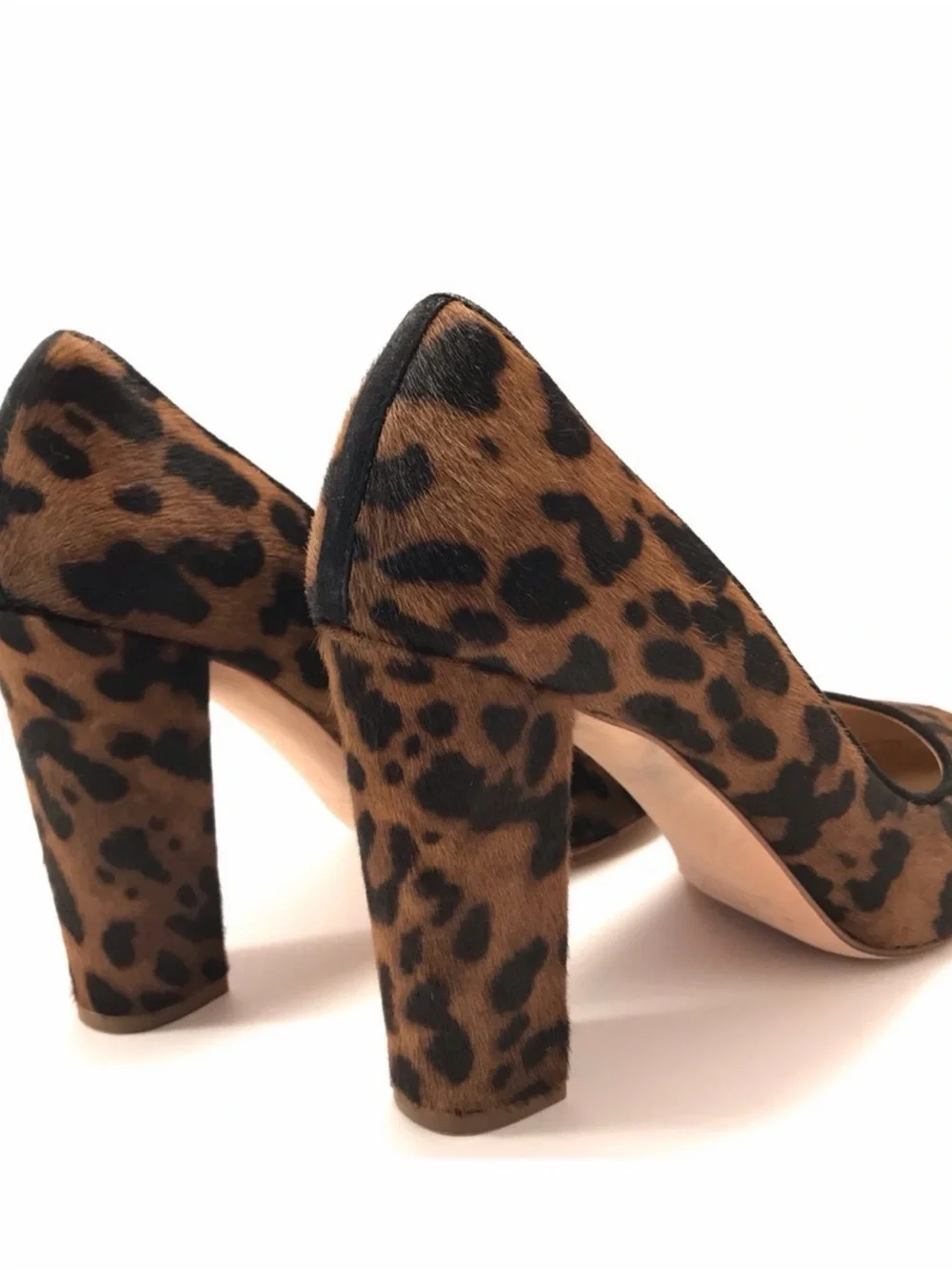 J. Crew Leopard Print Block Heel Pumps - Brown/Black
